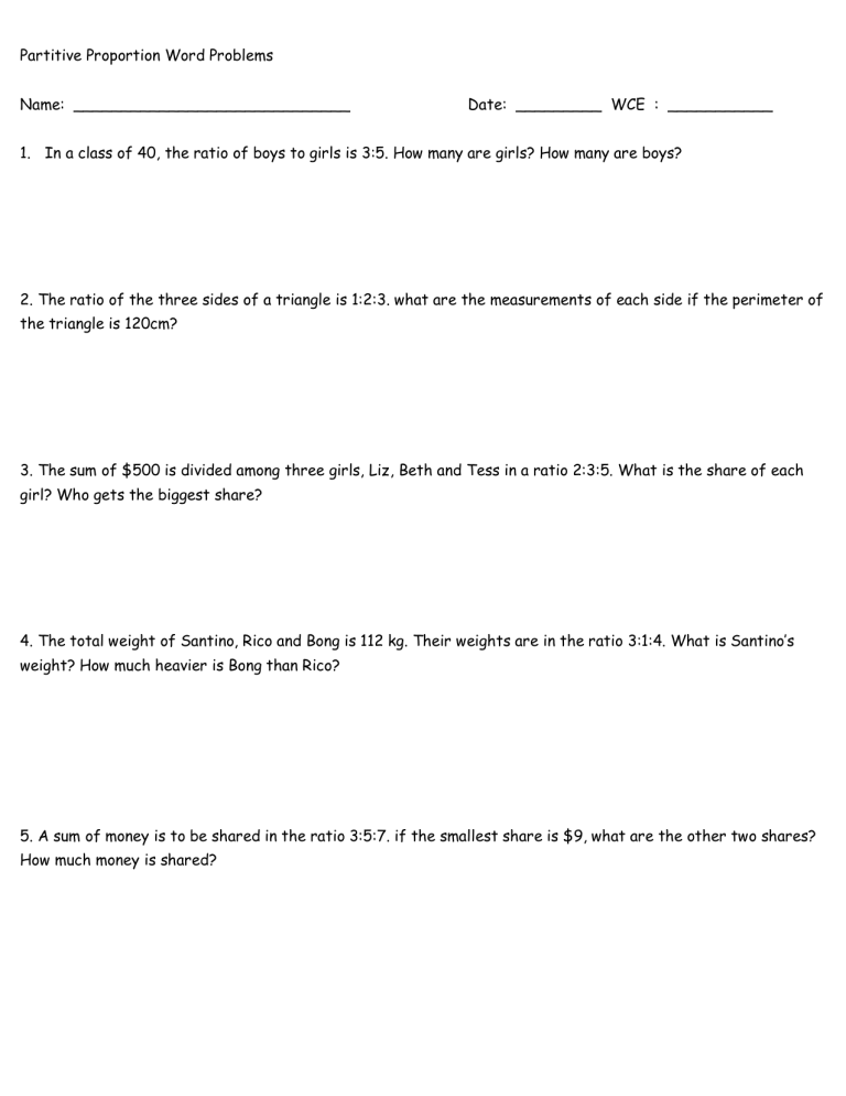 partitive proportion worksheet