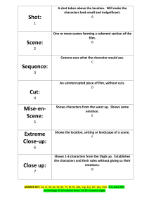 Film Terminology & Camera Shots Worksheet