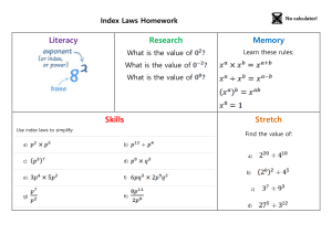 Index Laws Worksheet