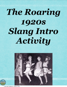 1920s Slang Worksheet: Roaring Twenties Vocabulary Activity