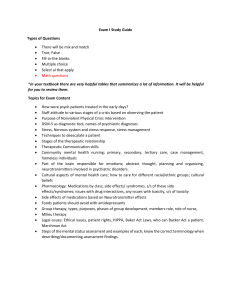 Exam I Study Guide: Mental Health Nursing Topics