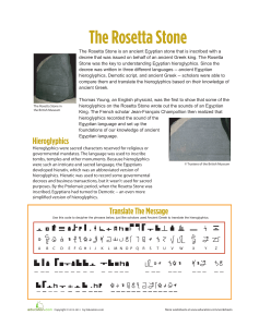 Rosetta Stone Worksheet: Decode Hieroglyphics!