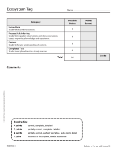 Ecosystem Tag Rubric - Science 3 Assessment