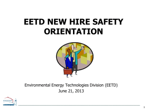 EETD New Hire Safety Orientation