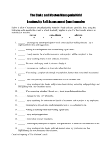 Leadership Self-Assessment Questionnaire: Blake & Mouton Grid