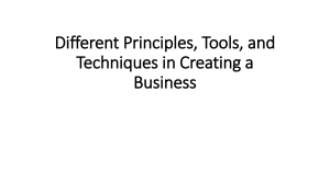 Business Principles, Tools, and Techniques
