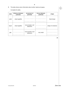 States of Matter Worksheet