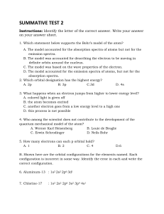 Chemistry Summative Test: Atomic Structure & Quantum Mechanics