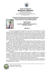Instructional Leadership & English Teacher Performance in Lipa City