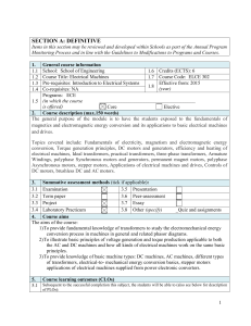 Electrical Machines Course Syllabus - ELCE 302