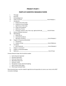 Project Study I Outline: Mechanical Engineering