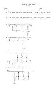 Feedback & Control Systems Quiz: Transfer Functions