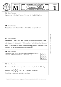 Math Olympiad Contest for Elementary & Middle Schools
