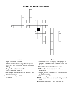 Urban vs Rural Settlements Crossword Puzzle