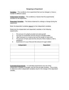 Experimental Design Worksheet: Variables