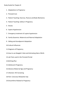 Pregnancy Study Guide: Prenatal Care & Adaptations