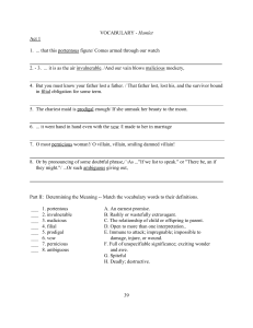 Hamlet Vocabulary Worksheet: Acts 1-5