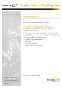 SAP Cloud Analytics Course Participation Confirmation