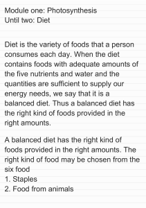Balanced Diet & Food Groups