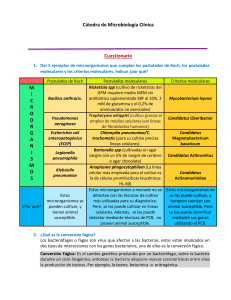 Cuestionario de Microbiología Clínica: Postulados y Conversión