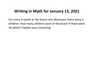Writing in Math for January 13