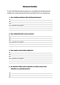 Extraneous Variables Worksheet