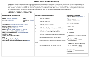 Individualized Education Plan for Jhonalyn D. Esteban