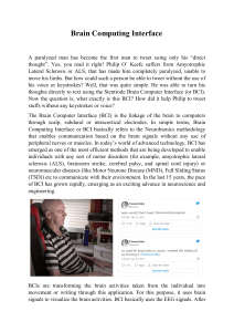 Brain Computer Interface: Technology and Applications