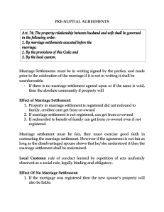 Pre-Nuptial Agreements: Property & Marriage Settlements