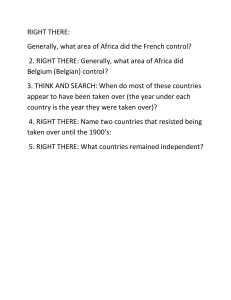 African Colonization Worksheet: French & Belgian Control