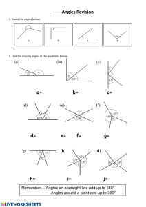 Angles Revision Worksheet: Geometry Practice