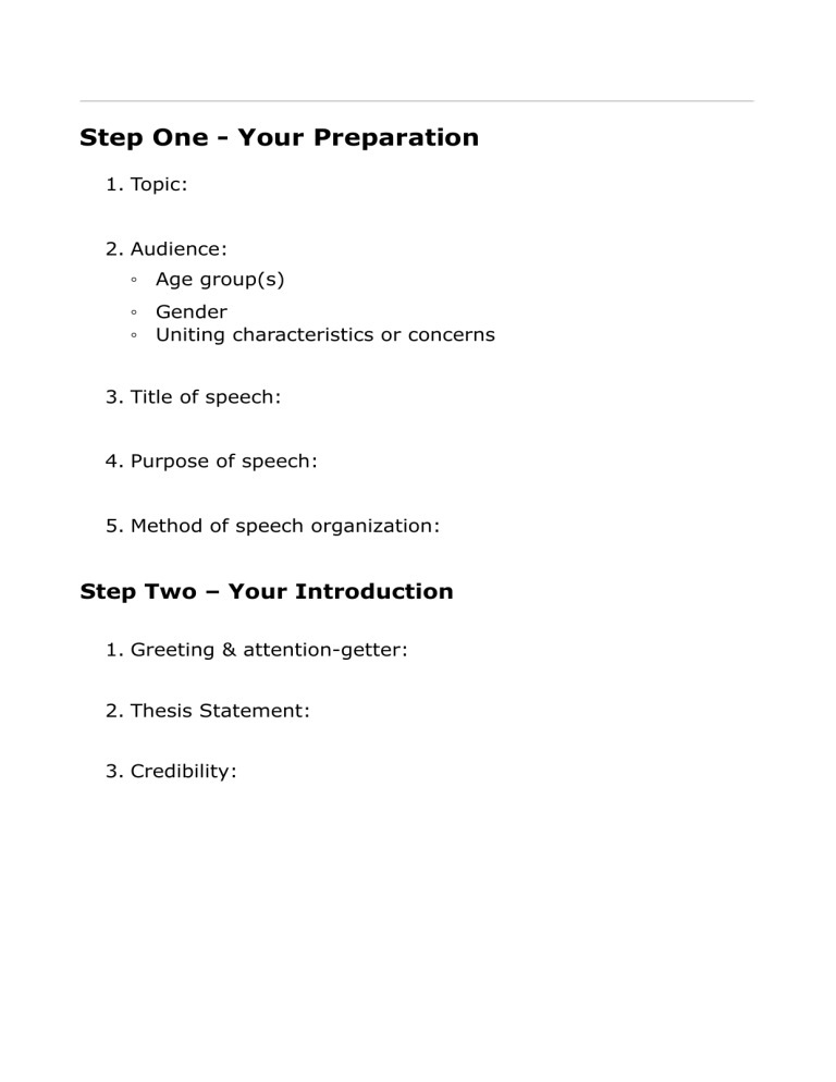 Sample Speech Outline