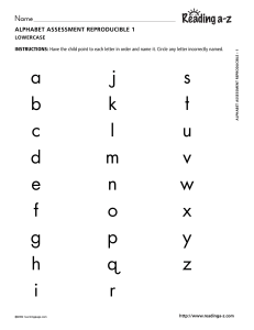 Alphabet Assessment Worksheet: Lowercase Letters