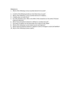 Accounting Problem Set: Assets, Liabilities, Equity
