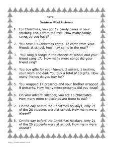 Christmas Math Word Problems Worksheet