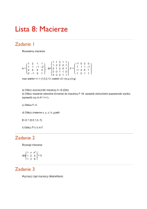 Lista zadań z algebry liniowej
