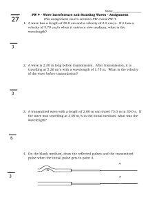 PW 4 - Wave Interference and Standing Waves - Assignment - Updated Sept 2014