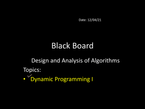 Dynamic Programming I Lecture Notes
