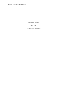 Aquinas and Synthesis: Philosophy Essay