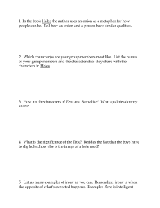 Holes Novel Study Worksheet