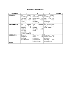 Activity Rubric: Content, Originality, Mechanics