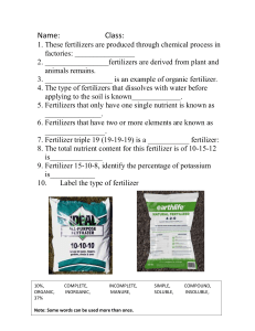Fertilizer Worksheet: Types, Nutrients, and Properties