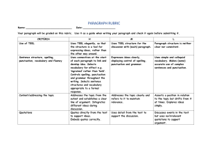 Paragraph Grading Rubric: TEEL, Structure, Content