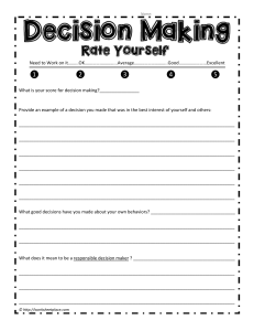Decision Making Worksheet: Rate Yourself