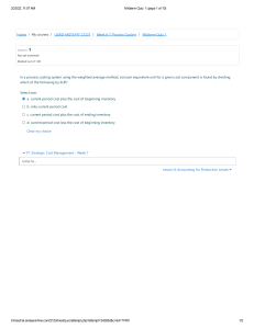 Process Costing Quiz: Weighted Average Method