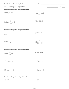 Logaritmos: Hoja de Trabajo de Álgebra 2