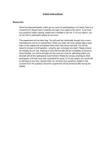 Research Study Initial Instructions for Participants