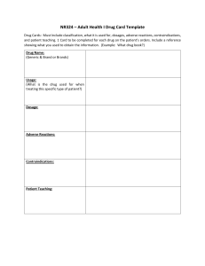 Adult Health I Drug Card Template