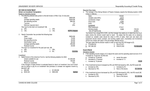 ROI, Residual Income, EVA Exam Questions