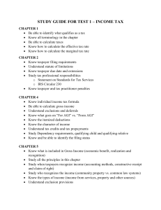 Income Tax Test 1 Study Guide: Chapters 1-5
